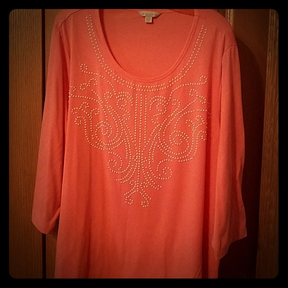 Coral Shirt with Pearl Detail - Picture 1 of 2